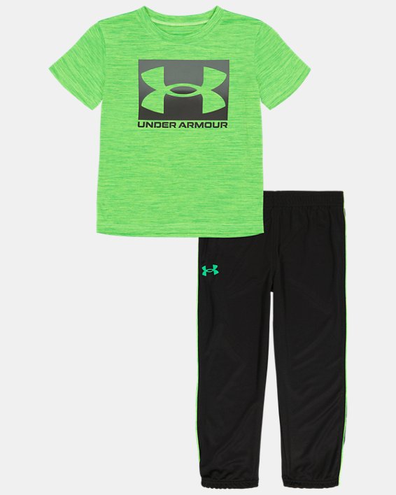 Boys' Toddler UA Boxed Logo Short Sleeve & Joggers Set, Green, pdpMainDesktop image number 0